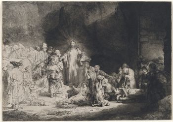L’estampe la plus célèbre de Rembrandt « le christ soignant les malades », 1649, dite « la gravure aux 100 florins ».